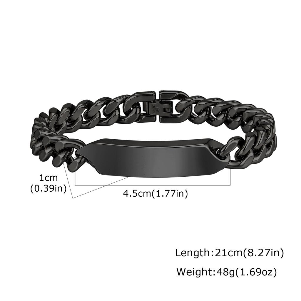 Bracciale Uomo Chunky Personalizzato Gratuito, Braccialetto a Catena Cubana in Acciaio Inossidabile, Gioielli Personalizzati per Papà Figlio