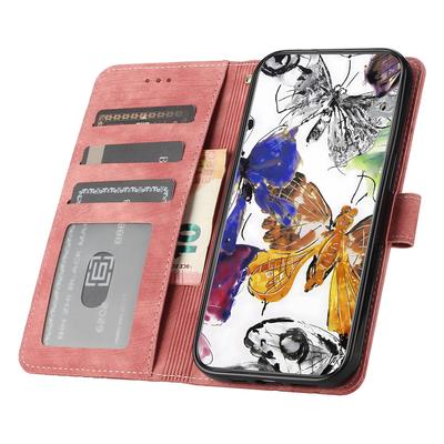 For iPhone 16 Pro Max Case Imprinted Butterfly PU Leather Folio Flip Phone Cover Skin-touch