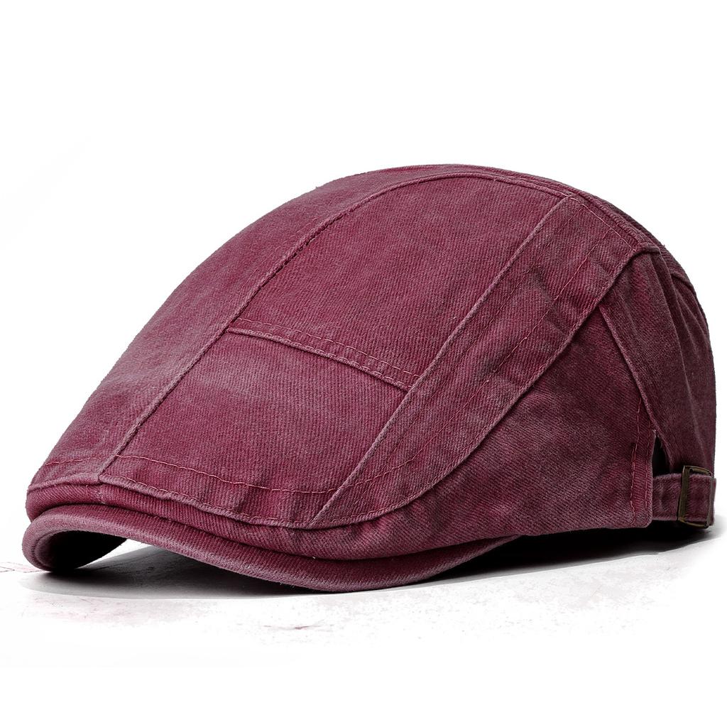 Washed Cotton Vintage Forward Cap Spliced Beret Hat Casual
