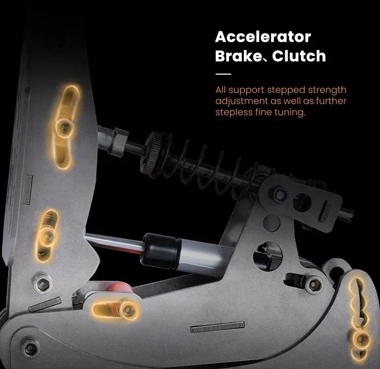 Pedály SIMJACK PRO, Závodní pedály pro simulátory, Závodní simulátor pro PC, Tlakový senzor, Snímač zatížení, HE Hydraulický pedál