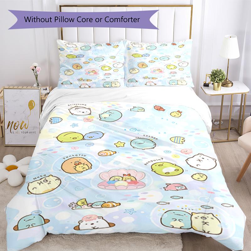 3pcs Sumikko Gurashi pattern bedding set duvet cover set includes duvet cover &pillowcases, perfect all season bedroom decoration & gift