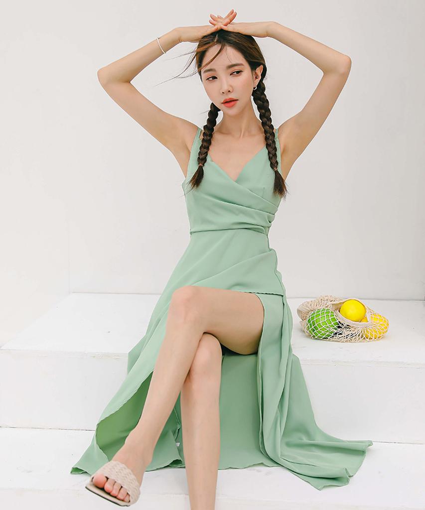 Bendis Peach Slit Dress