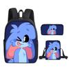 Mikecrack Rucksack Grund- und Sekundarschule Schultasche Bedruckter Rucksack Umhängetasche Federmäppchen Dreiteiliges Set
