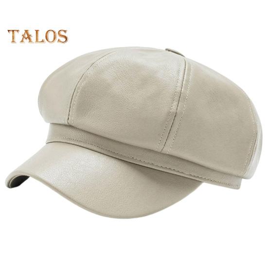 Ženy Jaro Léto Baret Retro Jednobarevné Umělá kůže Krátký okraj Dekorativní Ochrana proti slunci Anti-UV Prodyšný Lady Painter Klobouk Unisex osmihranná čepice