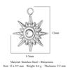 3pcs/Lot Peach Heart Crescent Mirror Polished 316 Stainless Steel DIY Charm Eye Sun Star Moon Rhinestone Jewelry Pendant