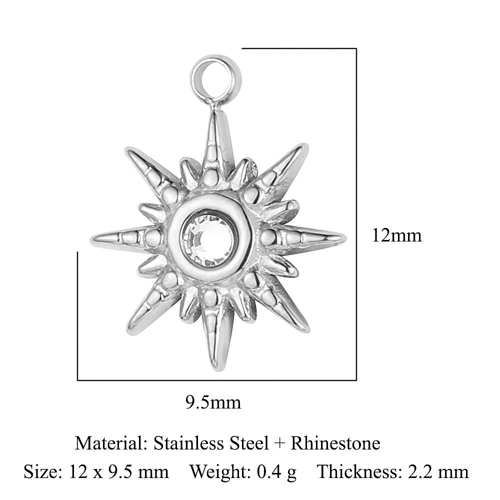 

3pcs/Lot Peach Heart Crescent Mirror Polished 316 Stainless Steel DIY Charm Eye Sun Star Moon Rhinestone Jewelry Pendant