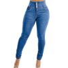 Women Washed Solid Color High-elasticity Hip-lifting Jeans Plus Size High-waisted Jeans Vintage Denim Pants High-stretch Jeans