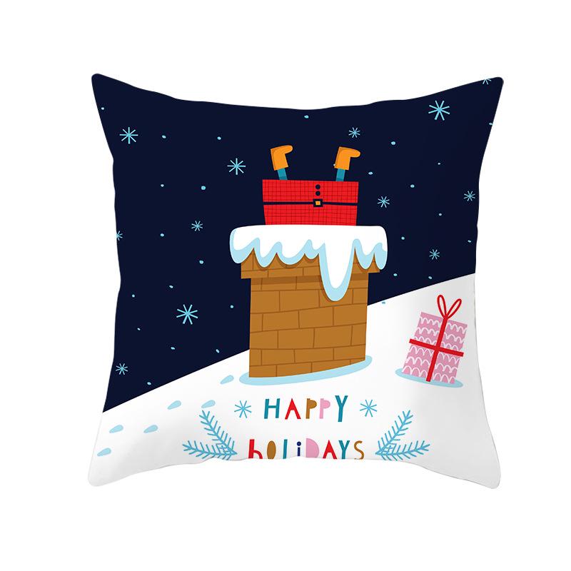 Christmas Peach Skin Pillow Cover Nordic Sofa Cushion Cover Cartoon Print Pillow Cover