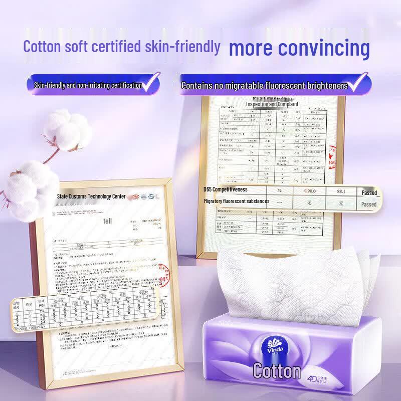 Vinda 3-Ply Cotton Soft Facial Tissues