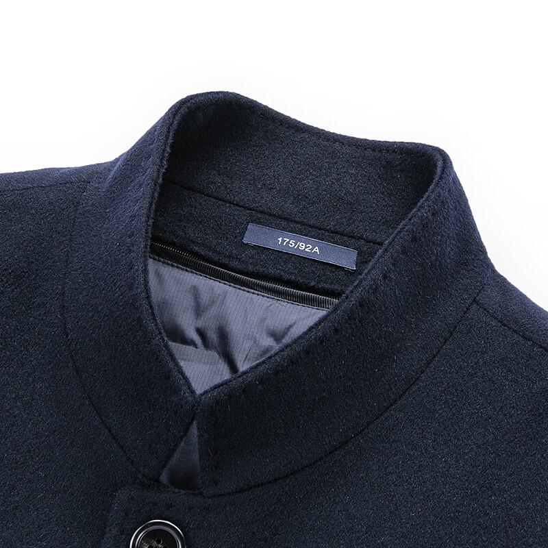 FAPAI Men's Business Stand Collar Wool & Cashmere Blend Overcoat