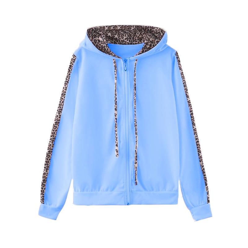 Leopardenmuster Reißverschluss Hoodie & Lange Hosen Set für Damen - Neuer Herbst/Winter Stil