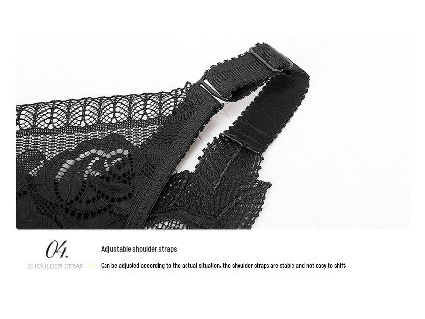 Übergröße Kabelloser Frontverschluss Rosen Dünne Cup BH für Frauen - Große Büste Schönes Rückendesign