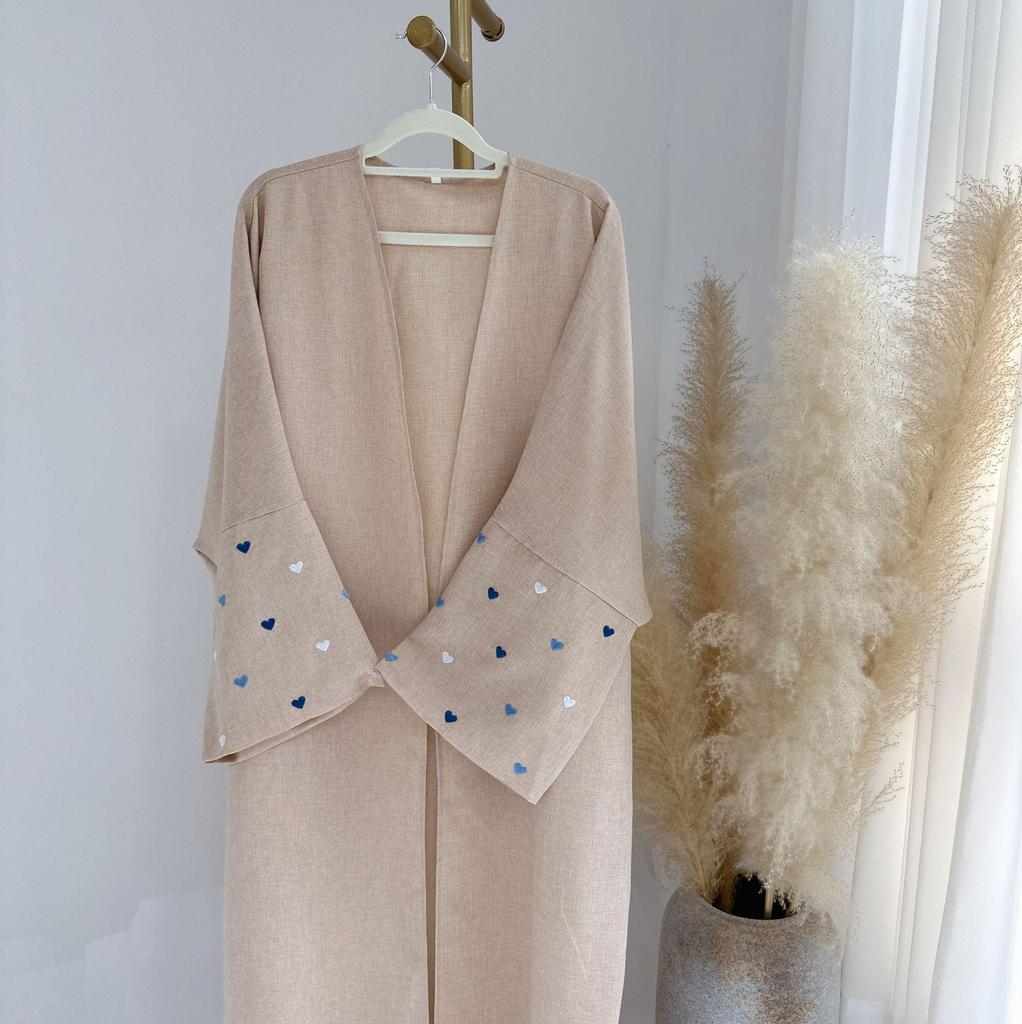 Eleganter Loriya 2024 bestickter Cardigan-Bademantel LR712 - Modischer Stil aus Dubai & der Türkei