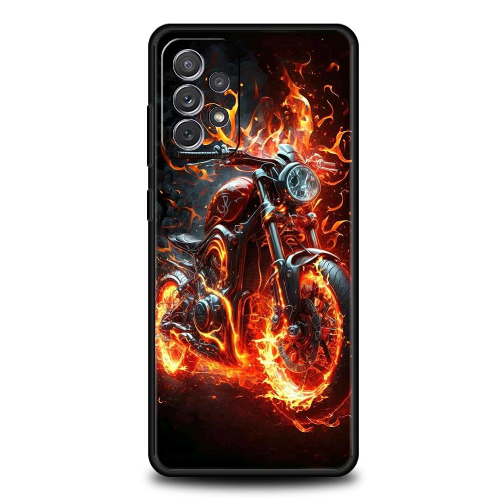 Motorcycle Phone Case for Samsung Galaxy A15 A14 A25 A54 A34 A51 A71 A72 A73 A32 A52 A52S A11 A21S A31 A41 5G Soft Shell Capas