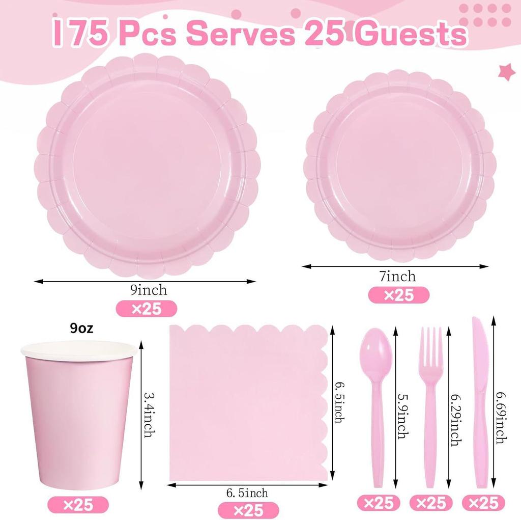 Lace Paper Plates & Napkins Party Set - Disposable Birthday Decoration Supplies
