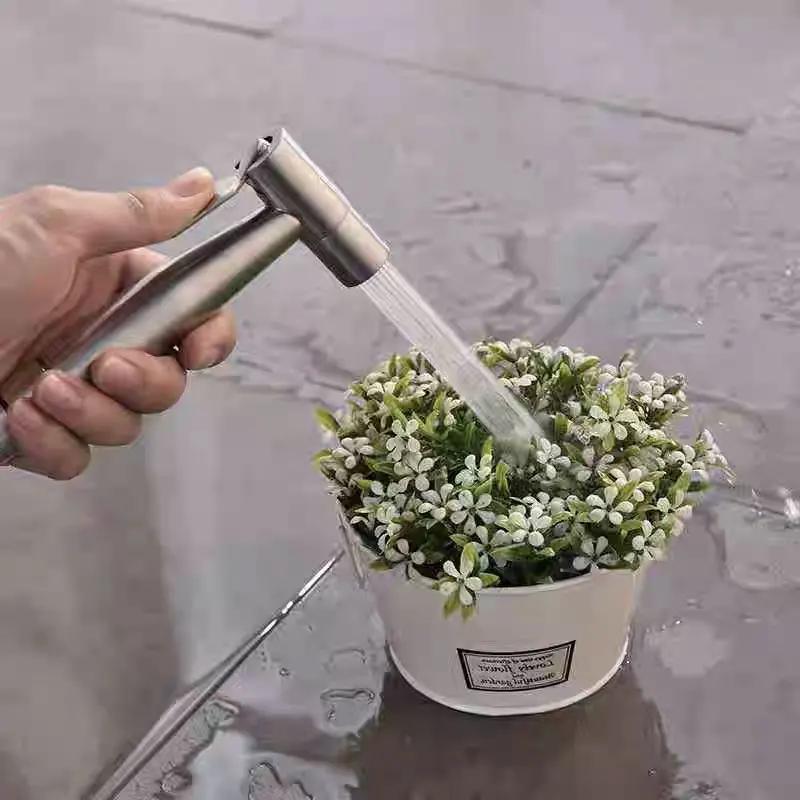Stainless Steel Faucet Spray Gun Handheld Toilet Bidet Faucet Stainless Steel Hand Bidet Sprayers Brushed Water Sprayer Supplies