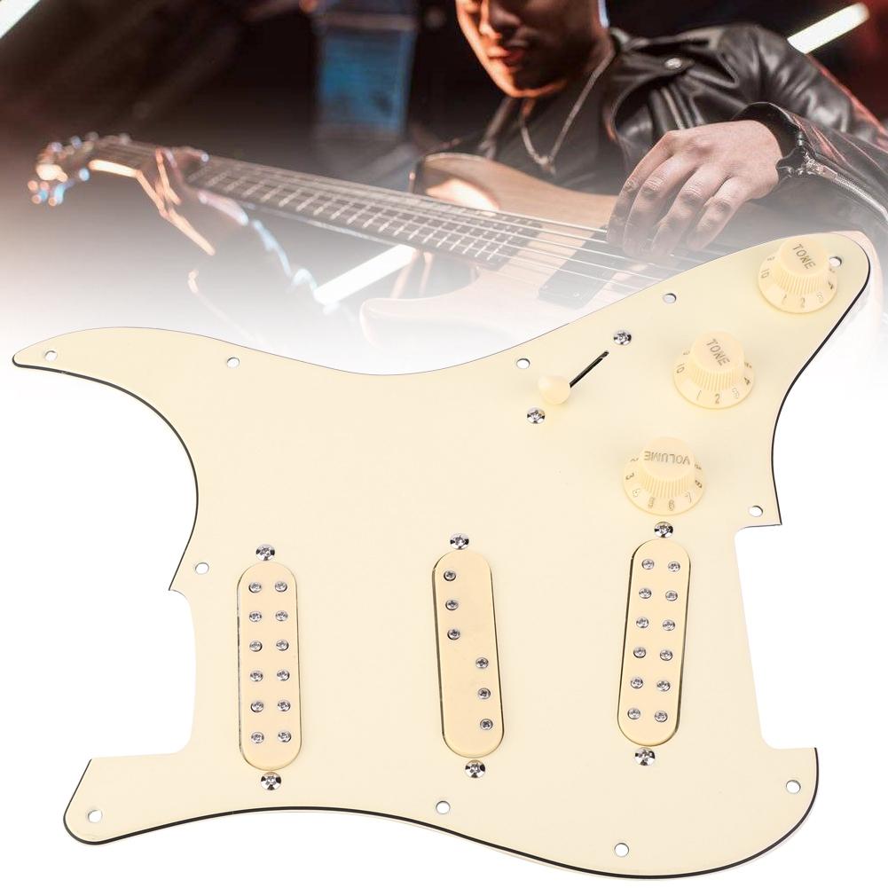 SSS29 Beige Plastic Electric Guitar Loaded Pickguard Pickup Loading Pick Guards Set