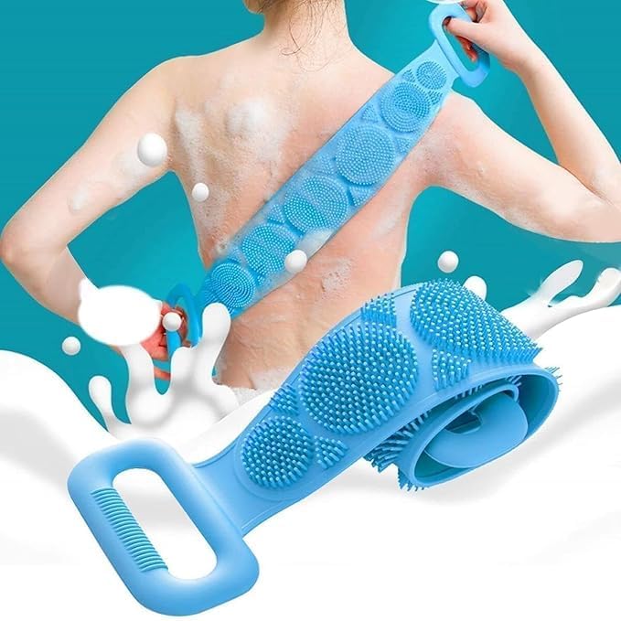 Silikon Körper Rückenbürste, Doppelseitige Badebürste für Tiefenreinigung Massage, Peeling-Gürtel zur Entfernung abgestorbener Haut für die Dusche, Körperbürste f