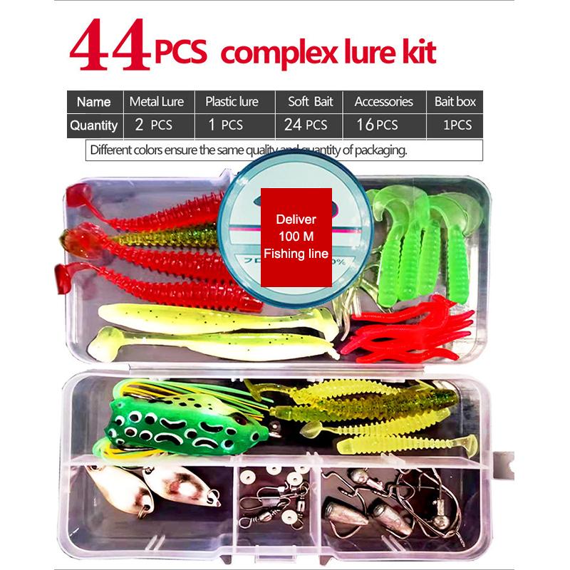 Fishing Lure Kit Soft And Hard Bait Set Gear Layer Jig Spoon For Bass Pike Crank Tackle Accessories With Box