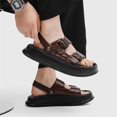 Fashion Classic Mens Leather Summer Sandals New Travel Male Water Trekking Shoes Non-Slip Roman Sandals Slippers Outdoor Beach Flats