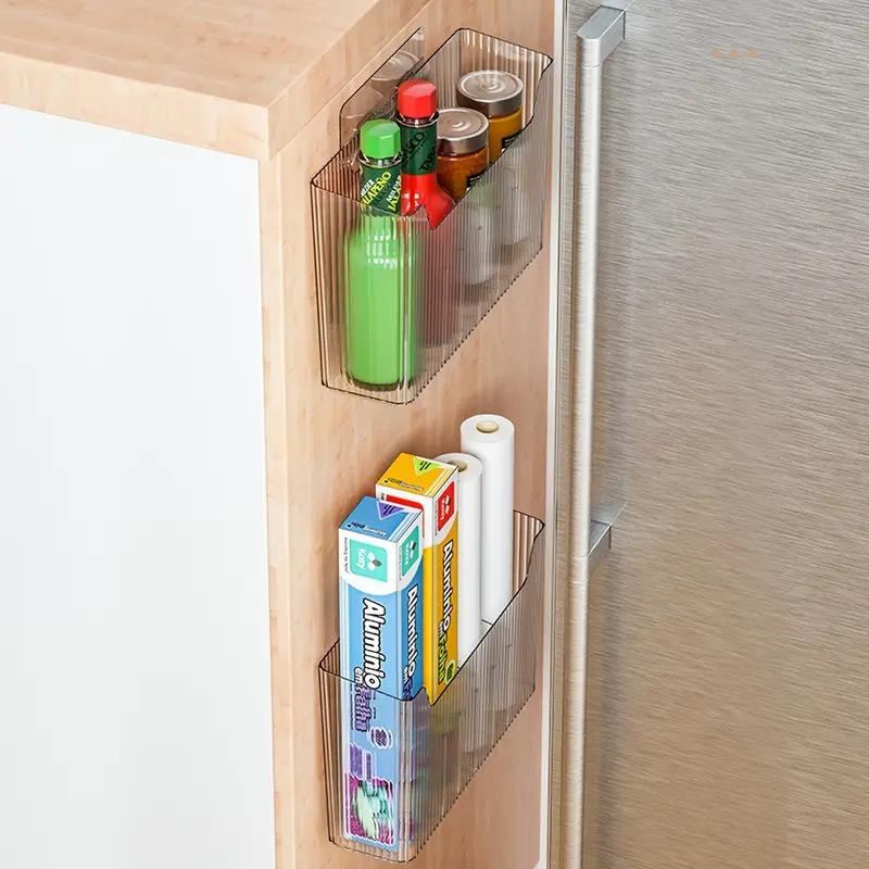 Kitchen Cabinet Door Storage Box Wall-mounted Punch-free Cabinet Plastic Wrap Hanger Bathroom Toilet Storage Rack