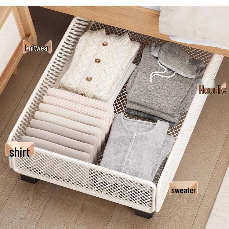 Scatola portaoggetti sottoletto con rotelle: Organizzatore Piatto a Cassetto per Vestiti e Altro