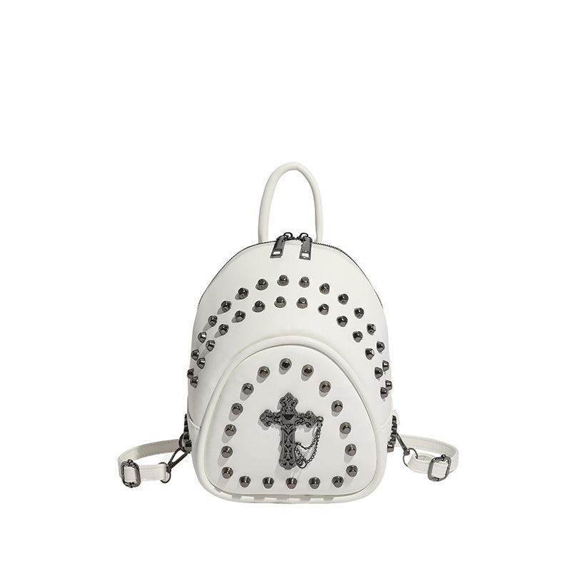 

Рюкзак, Осенне-зимний маленький рюкзак с заклепками, Ретро женская сумка через плечо белый