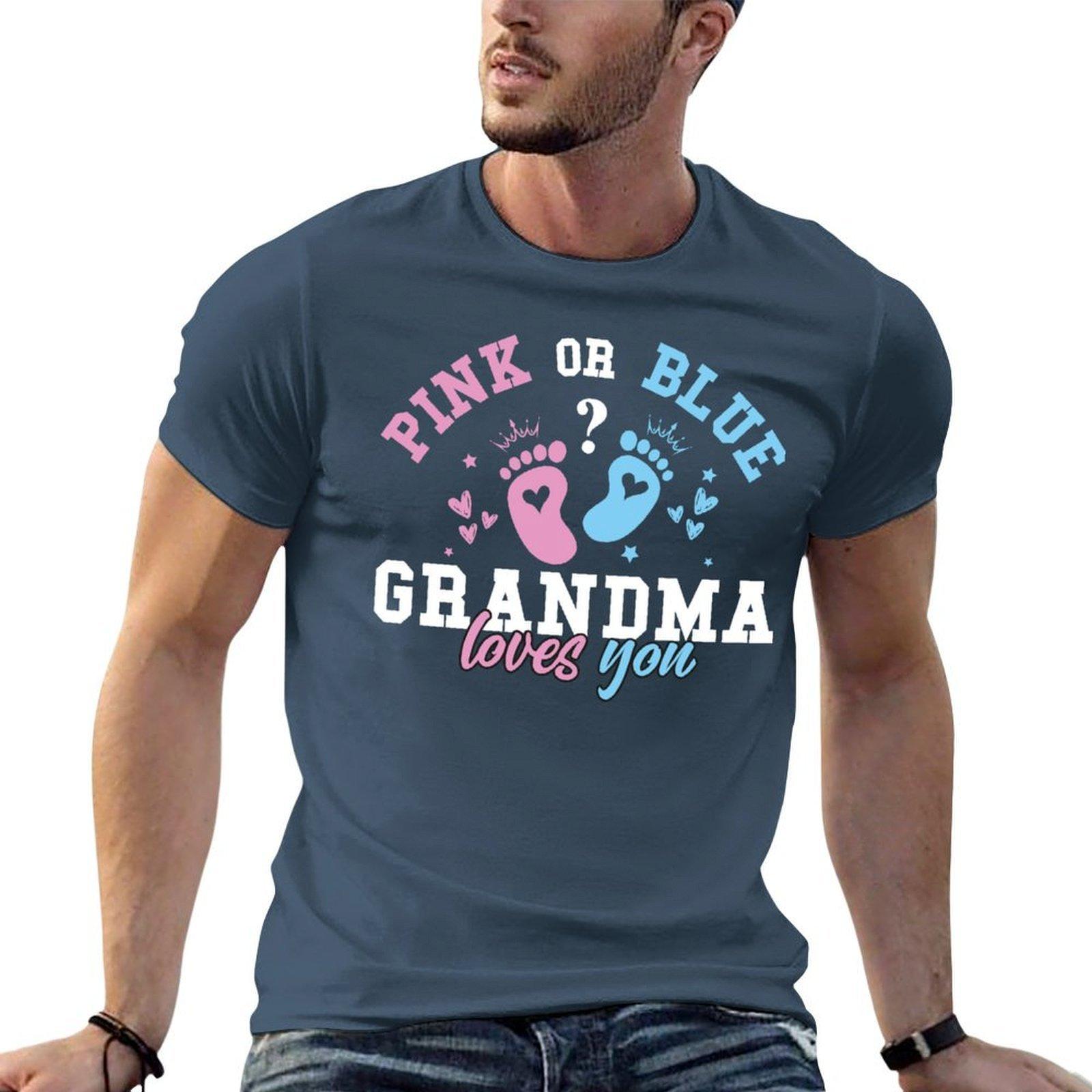 pink or blue grandma loves you TShirt t shirts for man pack cotton man graphic t shirt TShirt S