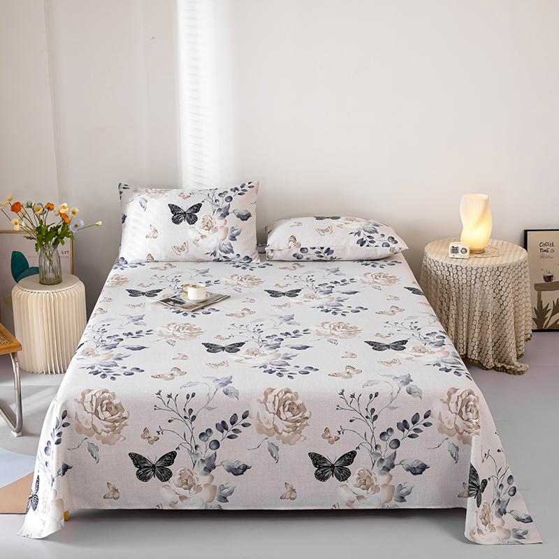 Cotton Thickened Bed Sheet Plant Flowers Printed Single Double Top King Sheets Pure Cotton Single Size Kids Bed Linen "