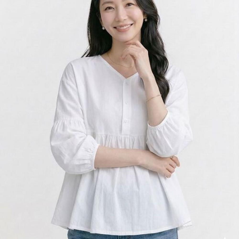 Navava Women Lovely Loose Fit Shirring Puff 3 4 Sleeve Blouse Nb3075