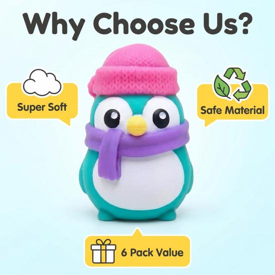 Penguin Squeeze Toy Set Stress Relief Slow Rise Balls