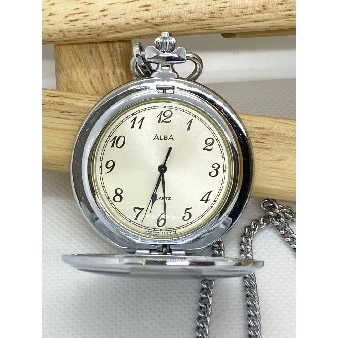 In operation SEIKO Alba Pocket Watch Shiojiri Silver Perlage v306-0A00