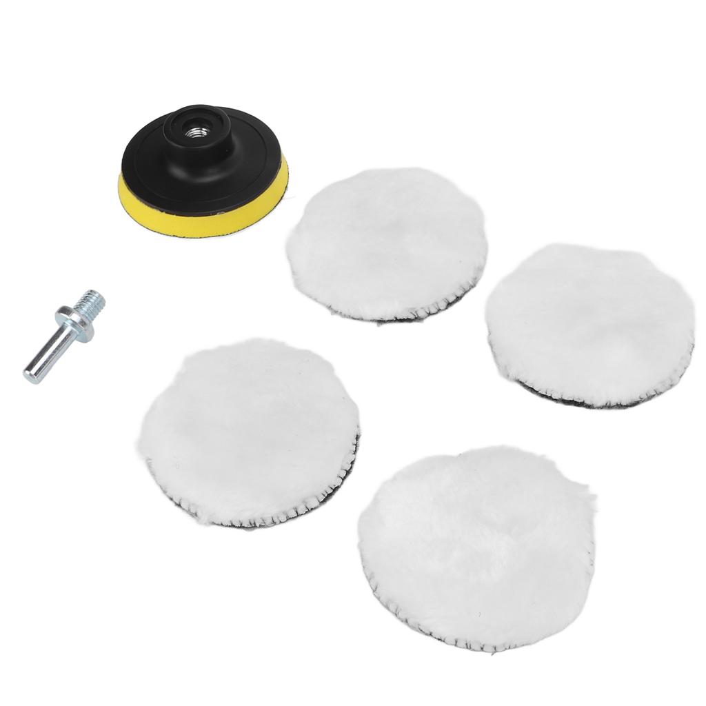 6pcs 3in Imitation Wool Polishing Pad Kit with 58in?11 Drill Adapter Buffing Pads for Car Buffer