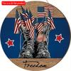 2D Flat 20*20cm1pc Freedom Memorial Theme Warrior Shoes and Flag Pattern Wooden Hanging Door Decor, USA Independence Day Blue Style Sign, Suitable