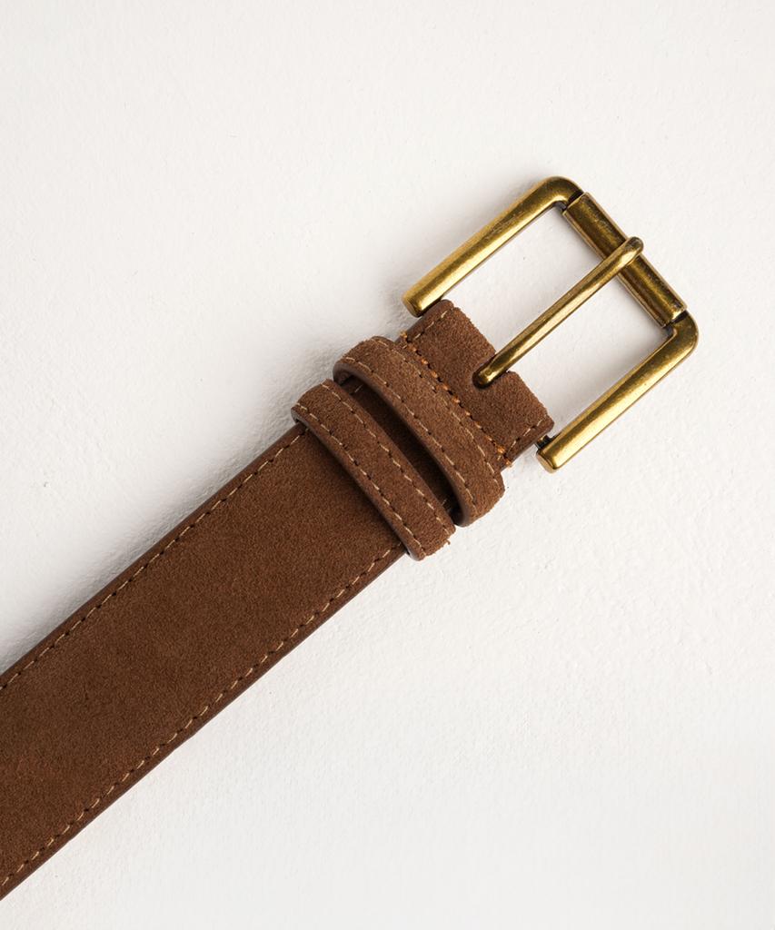 Beoteunseoul Minimal Square Suede Belt (Cowhide/Brown)