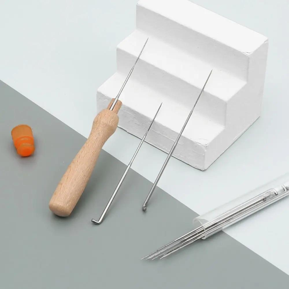 Creative Felting Needles Set Wooden Handle 3 Sizes Felting Needles Felting Needles with Bottle Professional Handmade