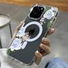 iPhone16 mobile phone case transparent blue rose MagSafe magnetic suction Apple 17Pro small fresh anti-drop protective case