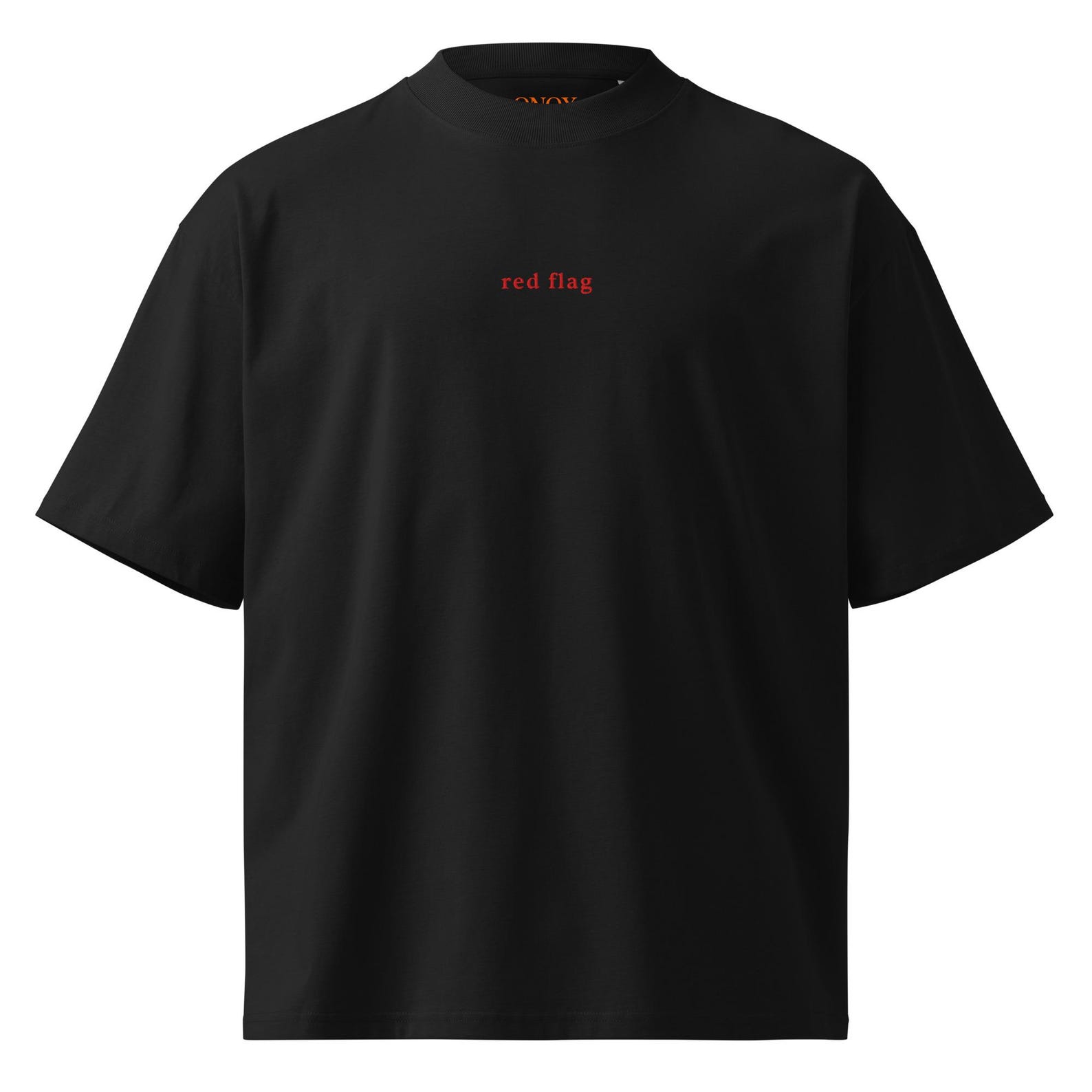 Red Flag Embroidered Oversized T-Shirt, Minimalist Organic Cotton Streetwear Tee 3XL