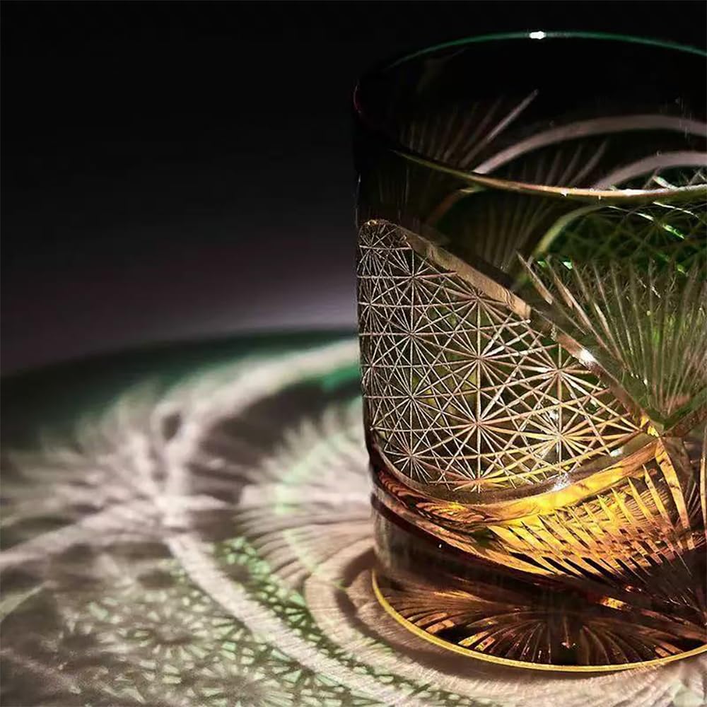 MGOXO Cut Glass 240cc Rock Stylish Chrysanthemum Gift for 60th Popular Item Pair, Glasses, Pattern, Set, Alcohol, Sake, Beer, Celebrations, Weddings,