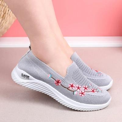 Chaussures Femme Baskets Mesh Respirant Floral Confort Mère Doux Couleur Unie Chaussures Femme Chaussures Légères pour Femmes