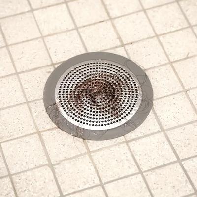 Copertura per scarico a pavimento in acciaio inossidabile, raccogli-capelli rotondo con bordo in silicone, per vasca da bagno, lavandino, bagno, cucina