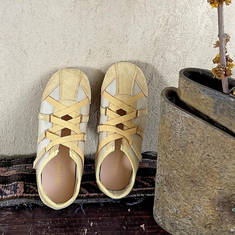 Fashion 2025 New Spring Mary Jane Cross Strap Flats Shoes Women Fashion Elegant Round Toe Ladies Comfort Soft Sole Ballerinas Shoes