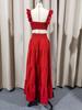 2025 Summer European & American Cross-Back Mid-Waist Solid Color Spaghetti Strap Swing Dress Set