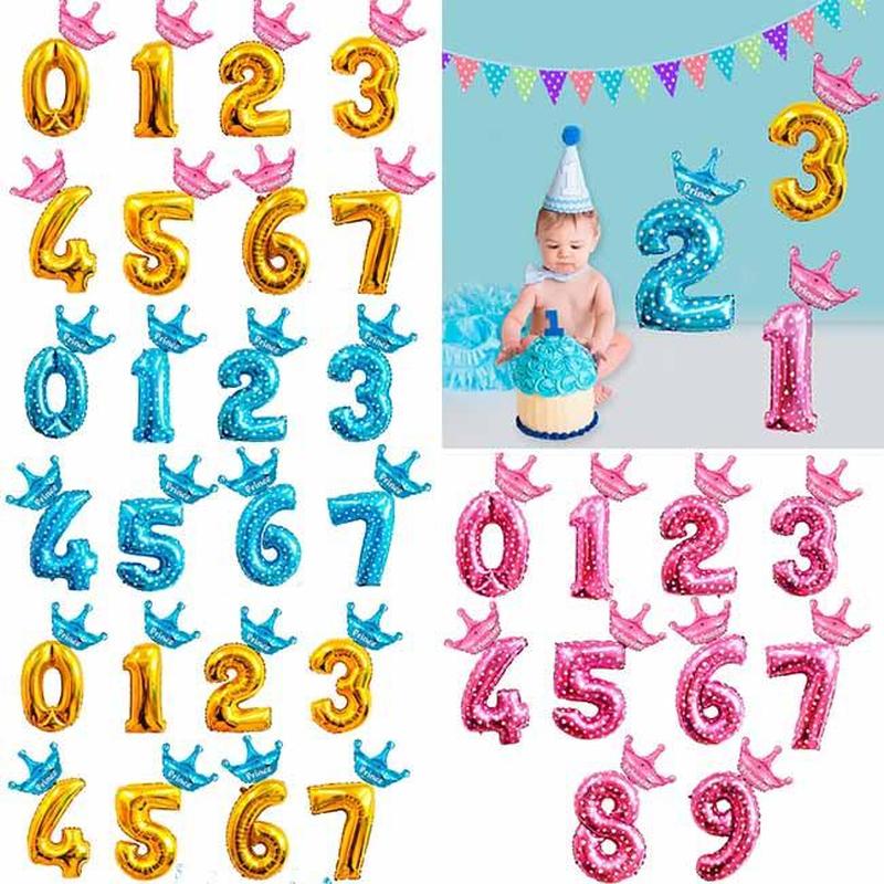 

32-дюймовый Digt баллонов + Корона алюминия надувные шарики 3color число шаров с днем рождения воздушный шар