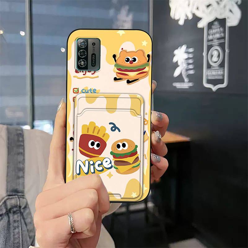 Anti-dust Durable Phone Case For ZTE Blade A52 Lite Card Slot Cartoon Full Wrap Shockproof Waterproof Graffiti Silicone
