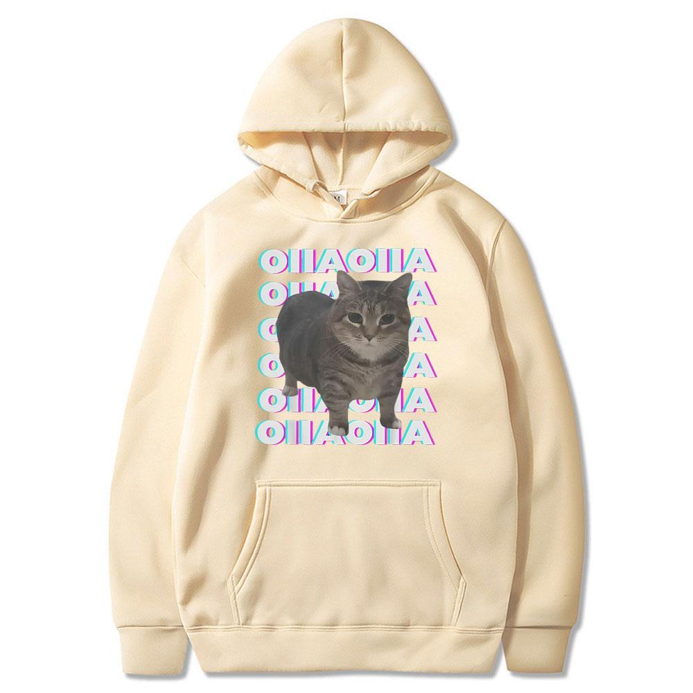 OIIA OIIA Spinning Cat Meme Glitch Disco Funny Tops Men Women Clothing Cotton Short Sleeve Streetwears Fashion Vintage Hoodies