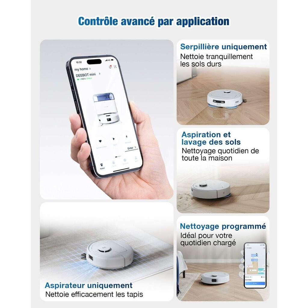Ecovacs Deebot Mini Robotic Vacuum Cleaner 9000 Pa Blue/White