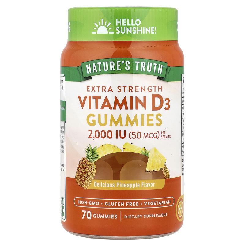Vitamin D3, Delicious Pineapple, 70 Gummies ( 25 mcg (1,000 IU) per Gummy)