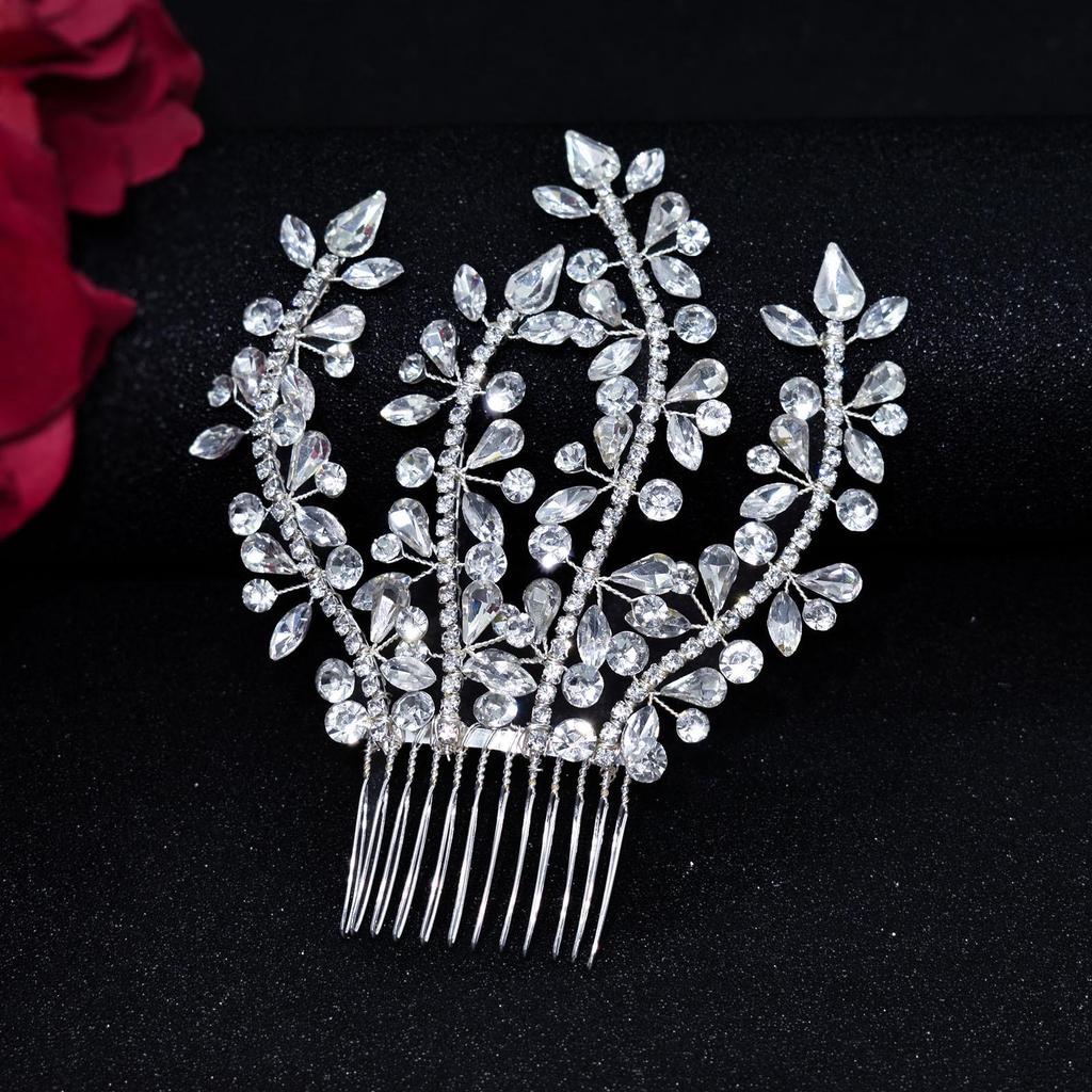 Handmade Rhinestone Bridal Hair Comb Wedding Dress Accessory - Updo Side Decoration Headdress DZ042