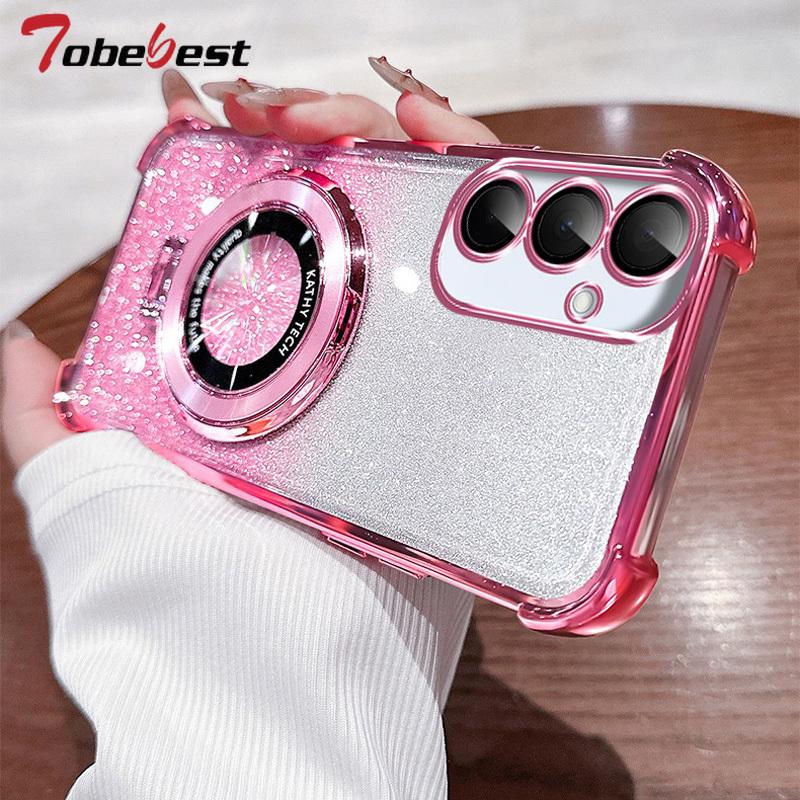 Shockproof Glitter Plating Case For Samsung Galaxy A17 A07 5G For Magnetic Phone Holder Soft Silicone Cover